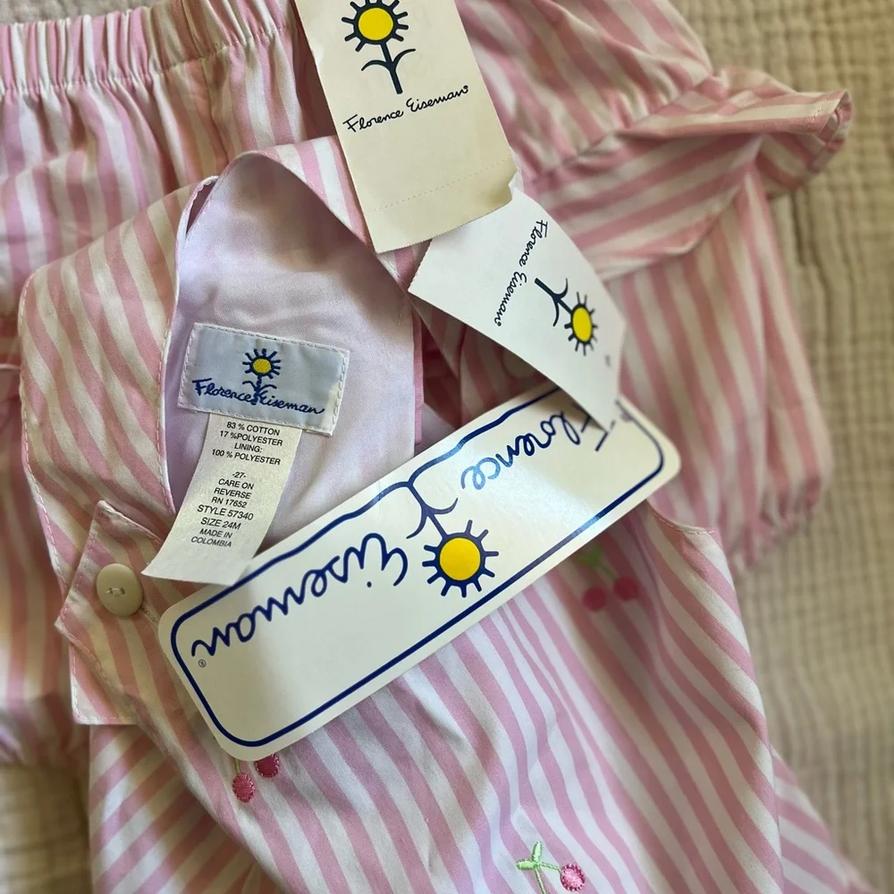 Florence Eiseman Pink and White Striped Baby Set NWT - Picture 5 of 6
